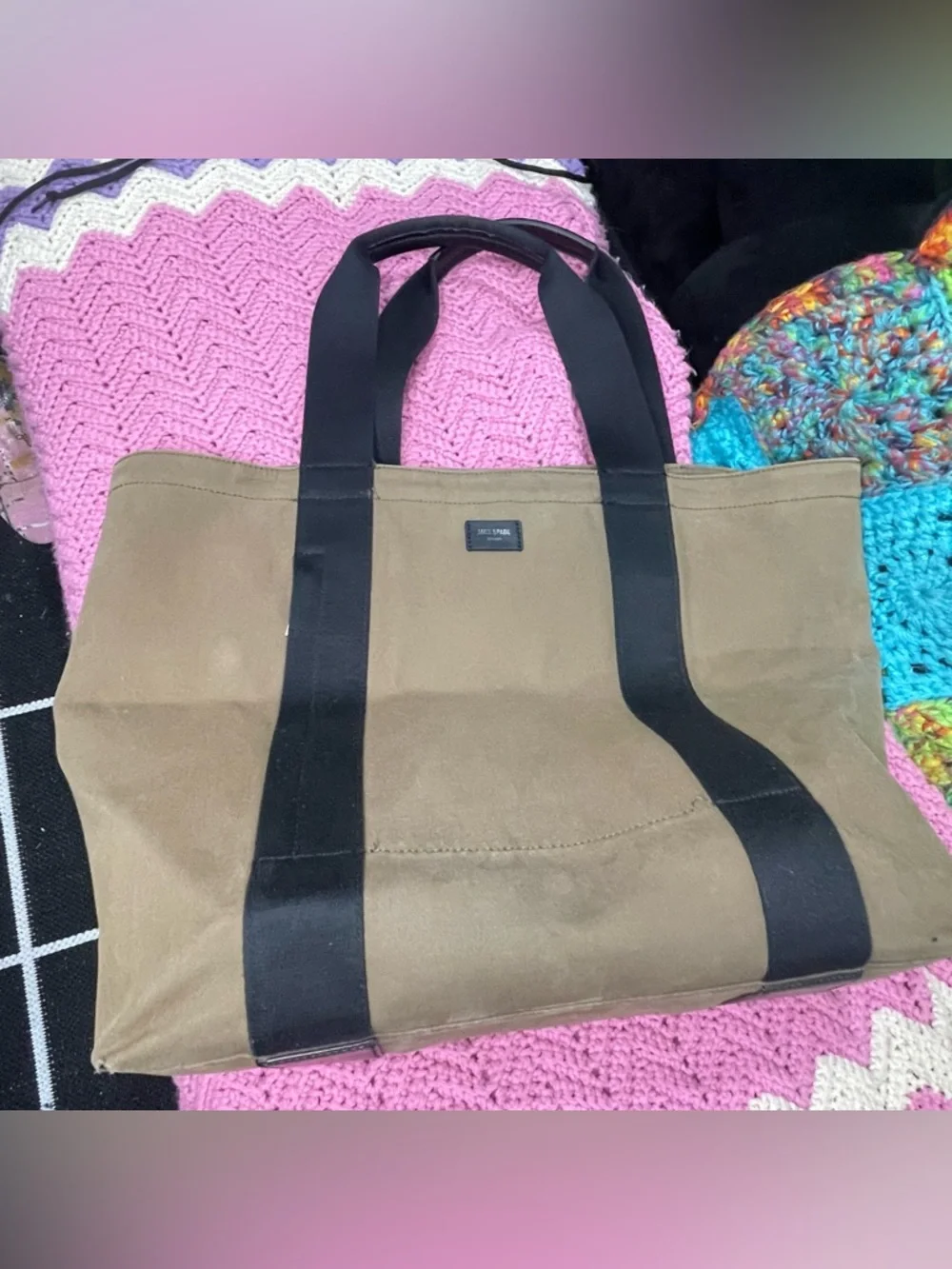Jack Spade Distressed Large Carry All Oversized Coated Canvas Tote EUC
